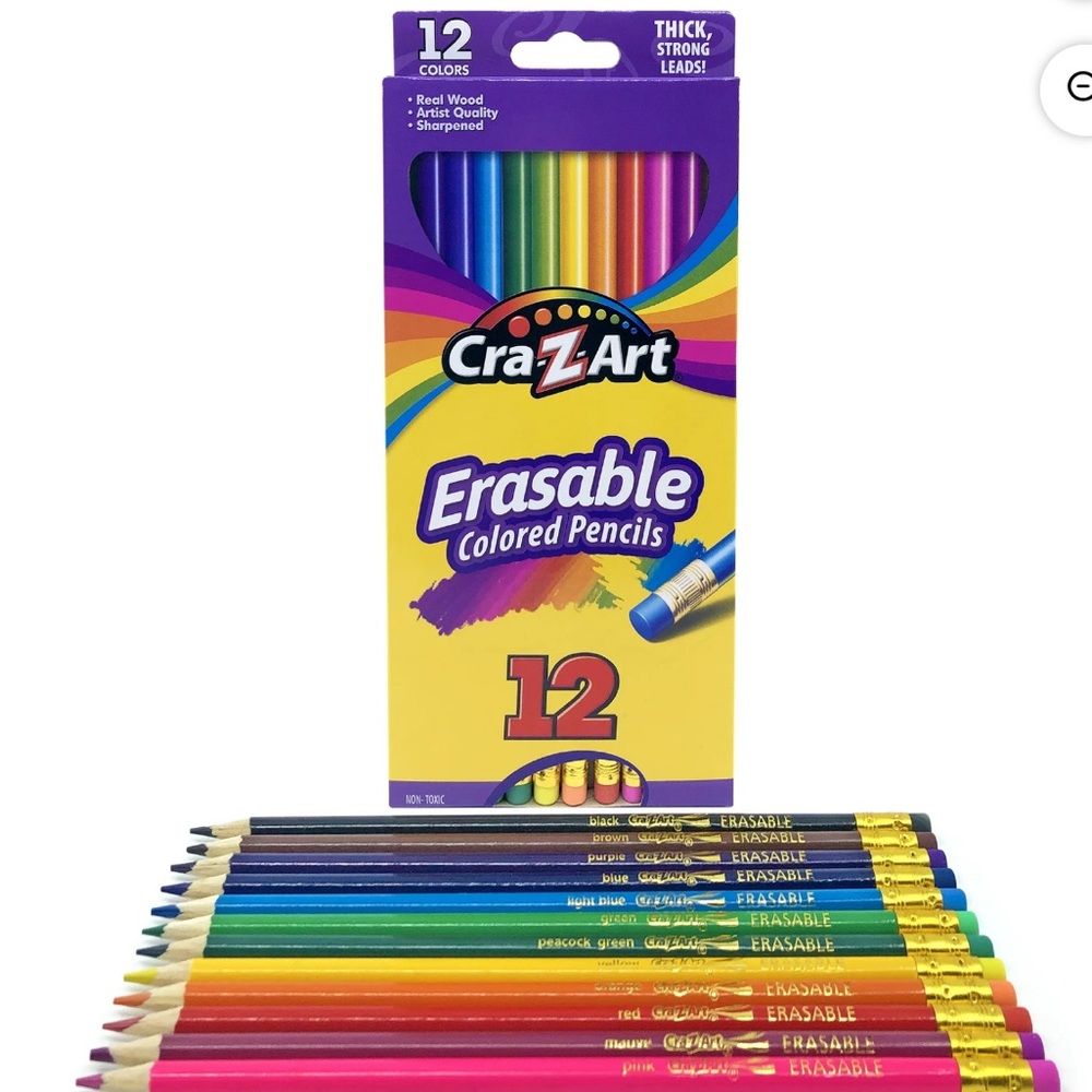 Cra-Z-Art 12 Pack Erasable Colored Pencils NWT